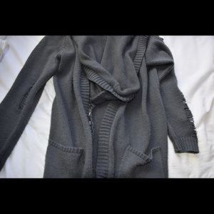 Hot Topic Grey Distressed Cardigan